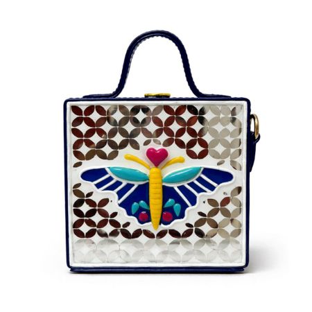 Mini Butterfly Lippan Art Handcrafted Square Sling Bag